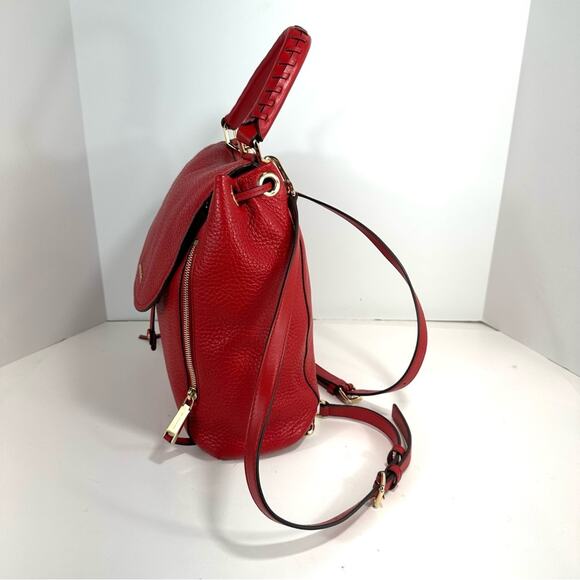 Michael Michael Kors Viv Large Convertible Pebble Leather Backpack Red Handbag - Picture 7 of 12